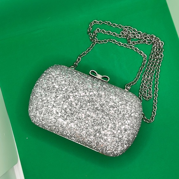 Claire's Handbags - Claires Sparkly Clutch Purse Handbag Cross Body Shoulder Chain Bow